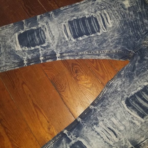 NWT Mens Blue Denim Ripped Distressed Medium Wash Straight Jeans Size 38x31 - Picture 5 of 7